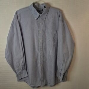 Tommy Hilfiger Blue White Pinstripe Shirt XL Button Down Vintage Americana